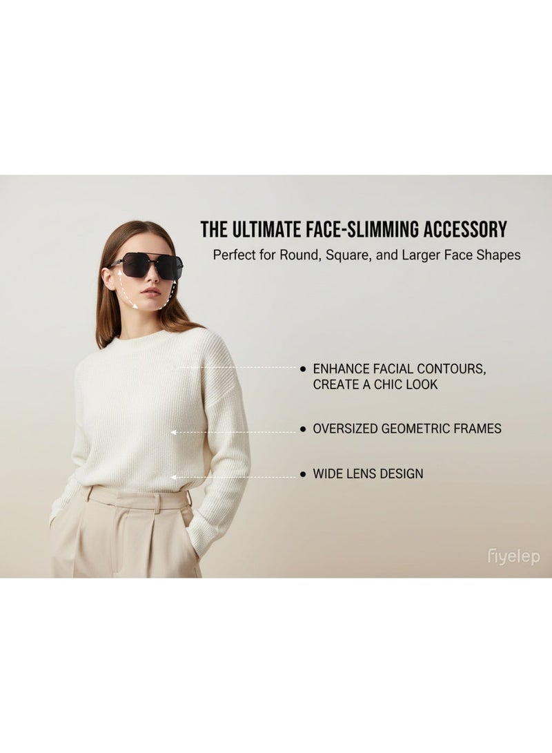 فنسنت نظارات شمسية رجالية أحدث طراز2026 - إطار واسع لتنحيف الوجه، نظارات شمسية نصف الحواف عالية الجودة مزودة بحماية من الأشعة فوق البنفسجية، مثالية للقيادة - Image 5